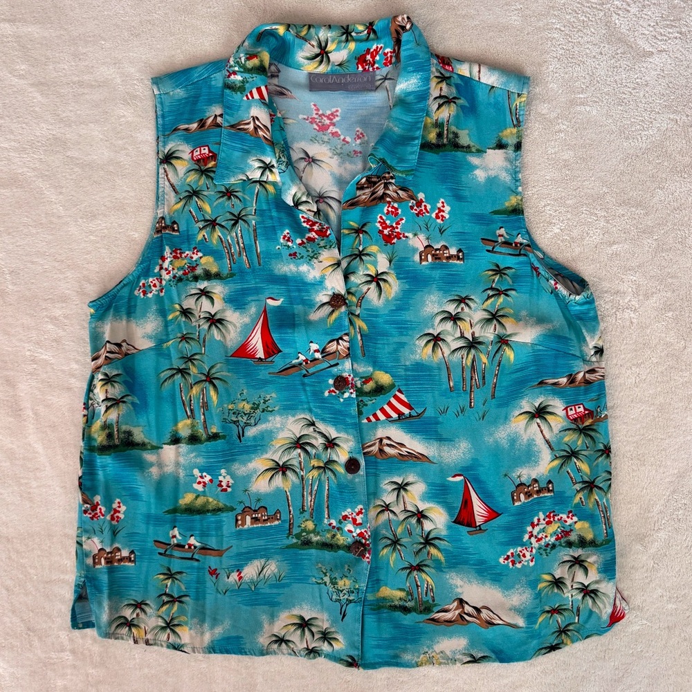 Vintage Carol Anderson Hawaiian Sleeveless Shirt - Size M